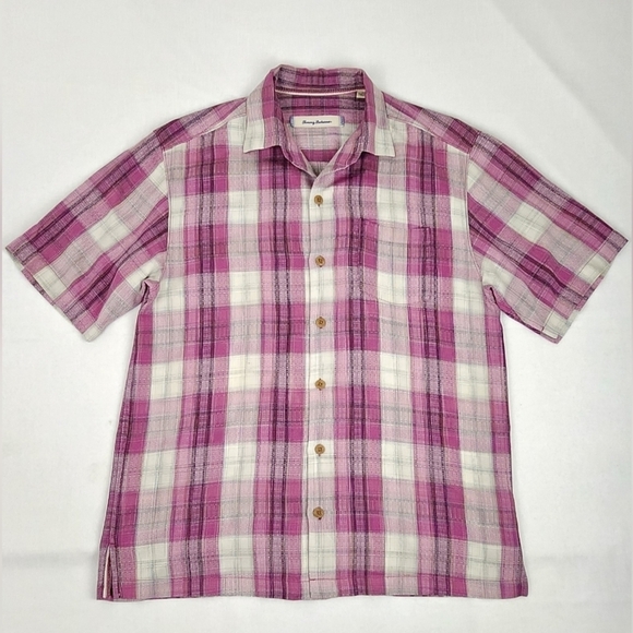 Tommy Bahama Other - Tommy Bahama Pink Plaid 100% Silk Button Down Pocket Shirt.